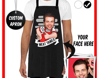 Delantal personalizado para hombre, regalo perfecto para hombre, delantal de cocina y parrilla personalizado, delantal de barbacoa personalizado Meat Tamer, delantal personalizado con foto