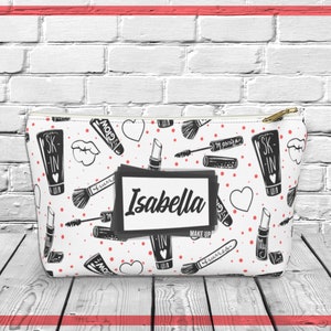 Personalized Makeup Bag, Personalized Gift For Her, Mother's Day Gift, Cosmetic Bag, Toiletry Bag, Bag for Friends, Custom Make-up Bag