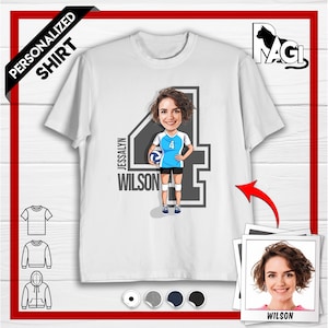 Personalized Volleyball Caricature T-shirt, Custom Volleyball Sweatshirt With Photo, Hoodie For Volleyball Players, Volleyball Tournaments