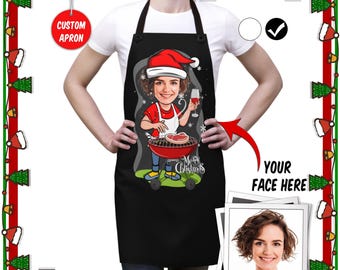 Personalized BBQ Apron, Custom Grill Apron, Funny Gift for Mom Wife / Grandma/ Uncle/ Mother