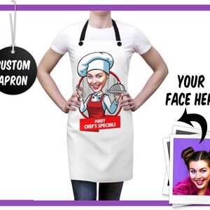Personalized Apron for Women, Personalized Chef&#39;s Speacials Apron, Funny Kitchen Aprons, Perfect Gift for Friends, Gift for Mom, Photo Apron