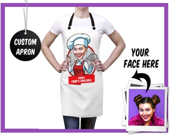 Personalisierte Schürze für Frauen, Personalisierte Kochschürze, Lustige Küchenschürze, Perfektes Geschenk für Freunde, Geschenk für Mama, Fotoschürze