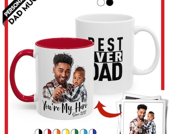 Personalized Photo Coffee Mug, 'You're My Hero' Mug, Dad Birthday Gift