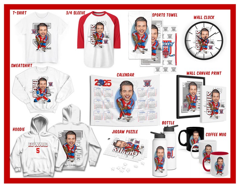 Custom Ice Hockey T-shirt, Personalized Ice Hockey Sweatshirt With Photo, Customize Hoodie For Him Tee, Perfect Gift For Ice Hockey Player image 4