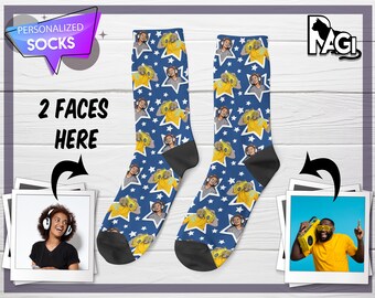 Custom Photo Socks, Personalized Face Socks, Music Theme Gift
