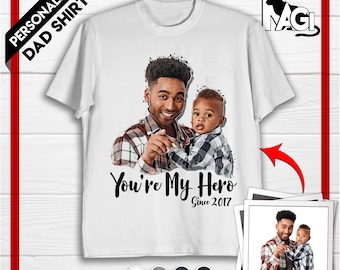 Personalized Photo Father's Day T-shirt, Custom Dad Tee