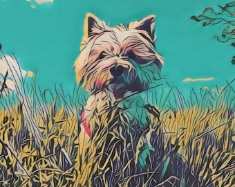 West Highland Terrier Dog Greetings Card: Northumberland Artwork