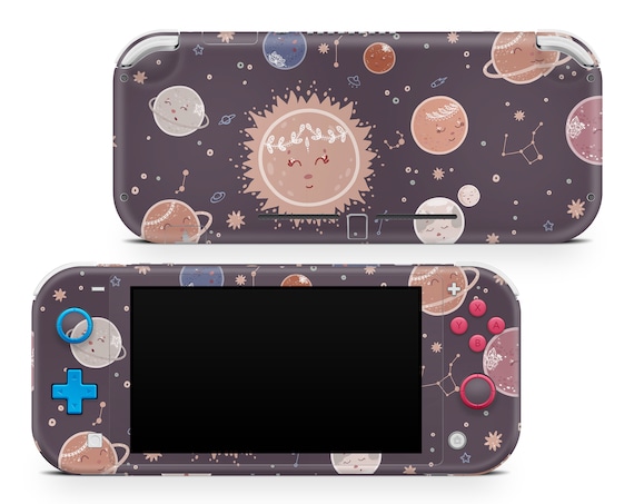 Violet Space Pattern Nintendo Switch Lite Vinyl Skin Cute Planets