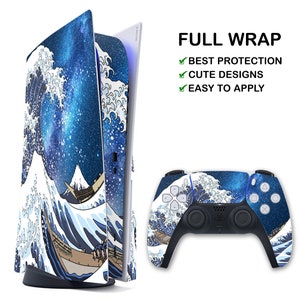 Playstation 4 Pro Deep Blue Cloudy Skin PS5 Blue Ocean Wave Sticker Playstation 4 Slim Controllers Deep Sea Vinyl PS 4 Console Purple Decal