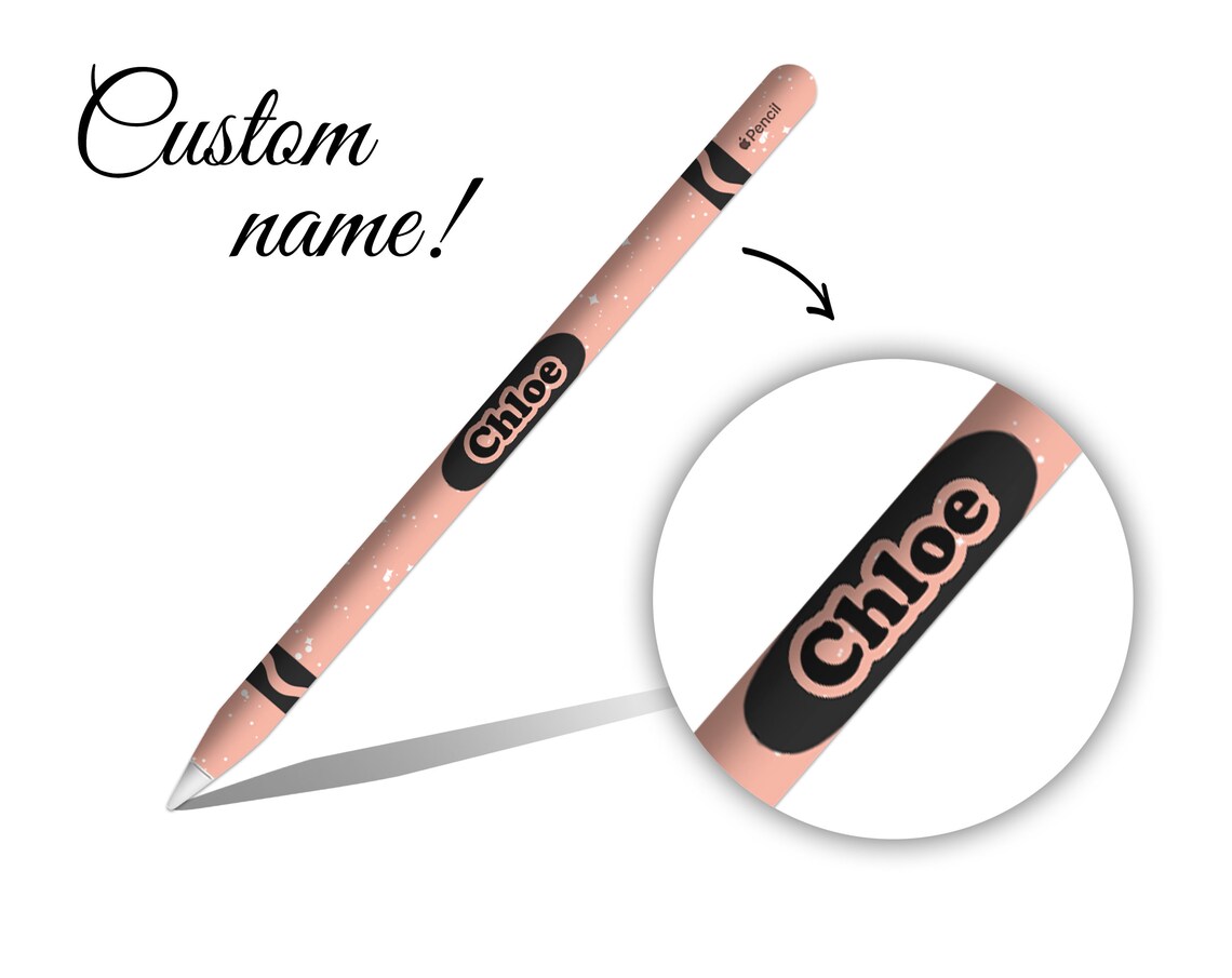 Peach Crayon Custom Name Pattern Apple Pencil 1ère 2ème Etsy France