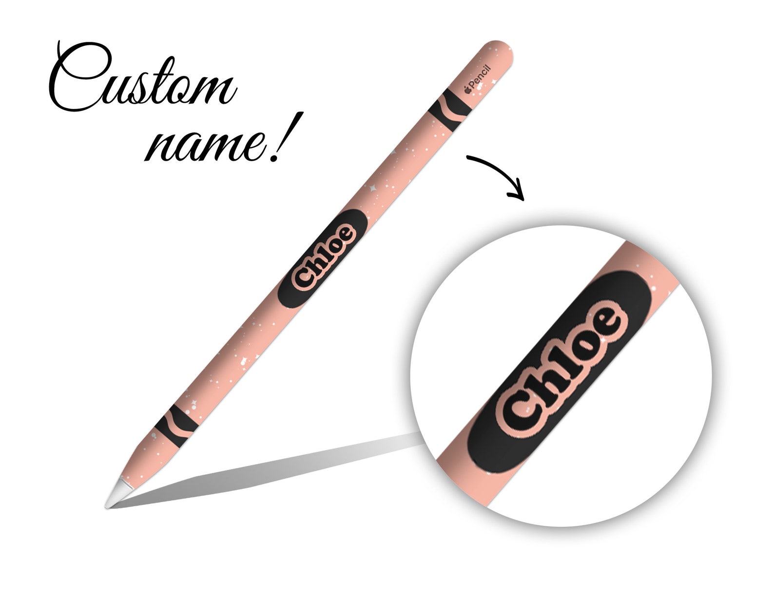 Peach Crayon Custom Name Pattern Apple Pencil 1 re 2 me Etsy France