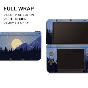 Deep Blue Moonlight Night Pattern Nintendo 3DS XL Vinyl Skin Cloudy Sky Decal Nintendo New 3DS XL Sticker Yellow Moon & Dark Forest Decal