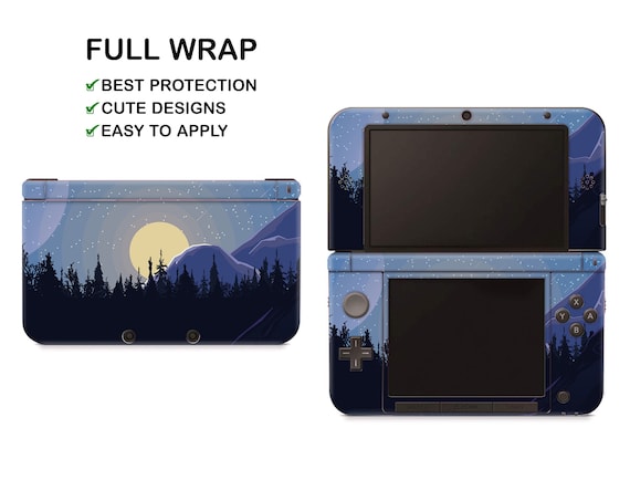 Deep Blue Moonlight Night Pattern Nintendo 3DS XL Vinyl Skin Cloudy Sky Decal Nintendo New 3DS XL Sticker Yellow Moon & Dark Forest Decal
