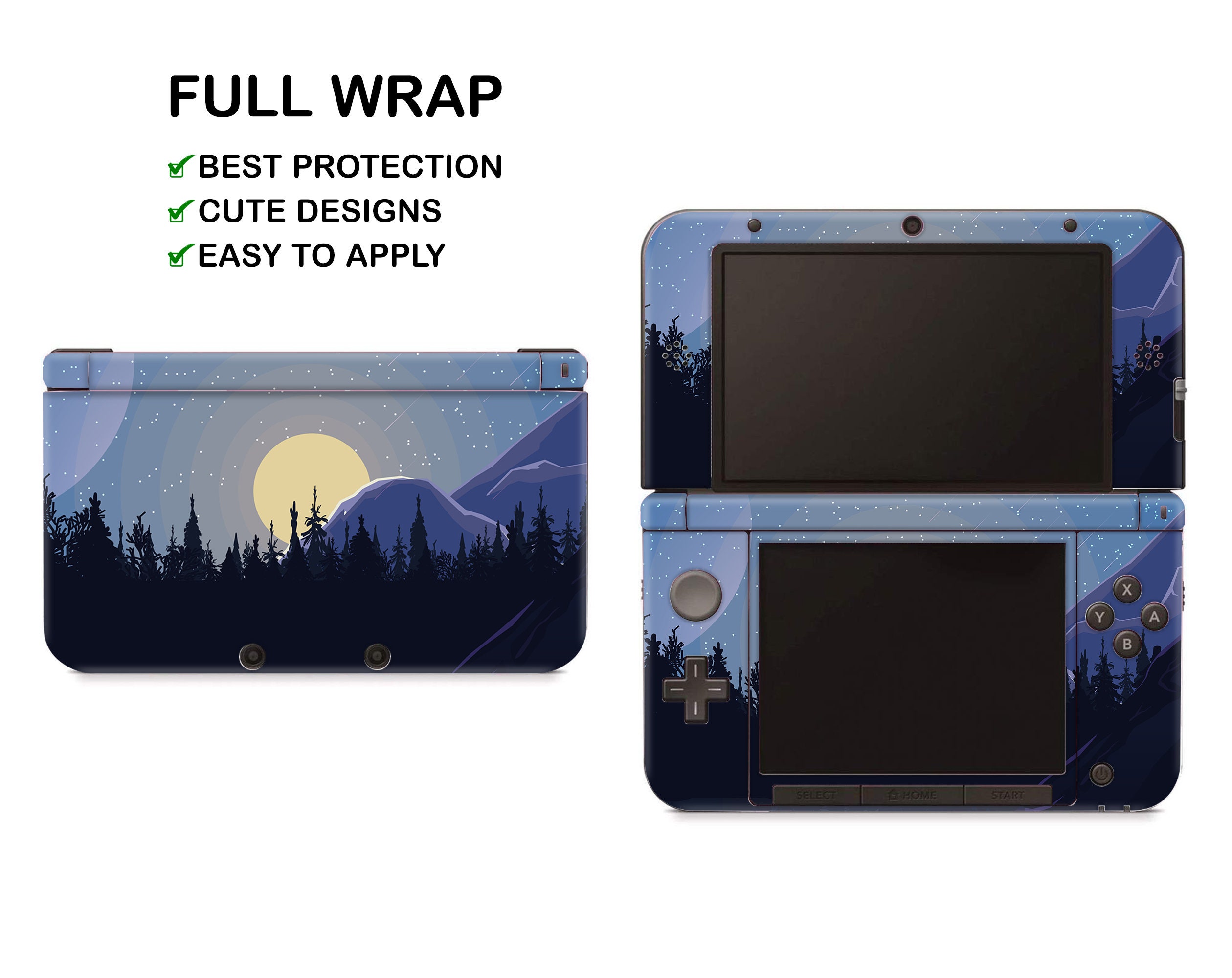 Deep Blue Moonlight Night Pattern Nintendo 3DS XL Vinyl Skin