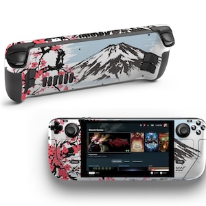 Japan Sakura Pattern Steam Deck Vinyl Skin Valve Mountains Gaming Skin Steam Deck Console Sticker Videogames Steam Deck Controller Decal
