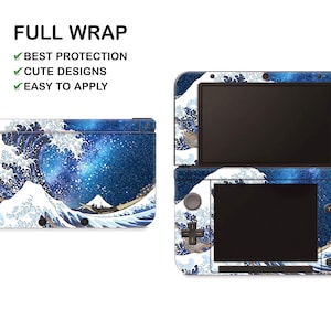 Cartoon oceaangolfpatroon Nintendo 3DS XL-stickers vinyl skin diepblauwe wolken lucht Nintendo New 3DS XL sticker Deep Sea Boat At The Sea-sticker