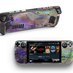 Opal Holographic Mirror Pattern Steam Deck Vinyl Skin Colorful Abstract Marble Gaming Steam Deck Console Skin Videogames Steam Controller