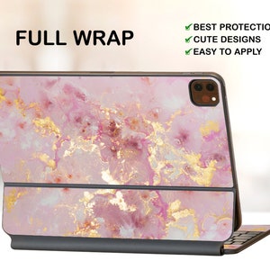 Rose Gold Marble iPad 11&quot; Gen 1/2/3 Magic Keyboard Vinyl Skin Smart Keyboard iPad Pro 12.9&quot; Gen3/4/5 Decal iPad 2021 Magic Keyboard Sticker