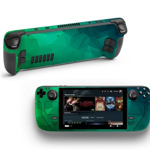 Green Low Poly Pattern Steam Deck Vinyl Skin Polygon Gaming Skin Steam Deck Console Sticker Videogames Steam Deck Controller Vinyl Decal