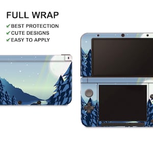 Deep Blue Moonlight Night Pattern Nintendo 3DS XL Vinyl Skin Cloudy Sky Decal Nintendo New 3DS XL Sticker Yellow Moon & Dark Forest Decal