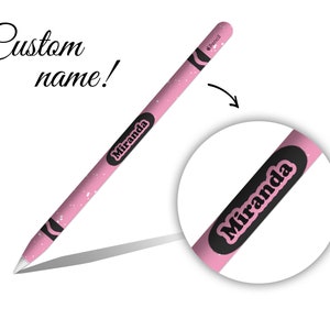 Pink Crayon Custom Name Pattern Apple Pencil 1st 2nd Generation Vinyl Skin Name Apple Pen 1 Custom Initial Personalized Apple Pen 2 Skin