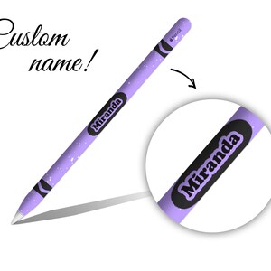 Violet Crayon Custom Name Pattern Apple Pencil 1st 2nd Generation Vinyl Skin Name Apple Pen 1 Custom Initial Personalized Apple Pen 2 Skin