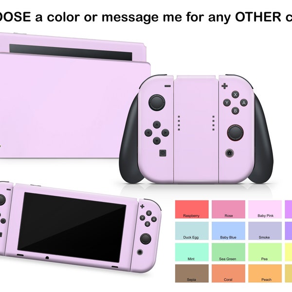 Solid Pastel Colors Nintendo Switch Skin Custom Multi-color Gamers Joycons Sticker Pastel Pink Nintendo Console Dock Controller Vinyl Skin