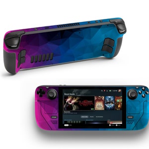 Steam Deck OLED djupblått lågpolymönster Steam Deck vinylskinn polygon spelskinn Steam Deck konsolklistermärke videospel
