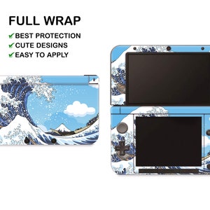 Cartoon Ocean Wave Pattern Nintendo 3DS XL Vinyl Skin Blue Clouds Sky Decal Nintendo New 3DS XL Sticker Deep Sea Boat At The Sea Decal