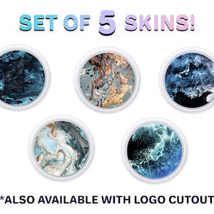 May include: Set of 5 blue and white abstract marble patterned skins. *ALSO AVAILABLE WITH LOGO CUTOUT*