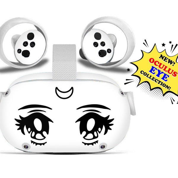 Kawaii Anime Moon Girl Eyes Oculus Quest 2 Pattern Vinyl Skin Oculus Quest 2 VR Headset Cute Star Eyes Decal Oculus Quest 2 Controller Vinyl