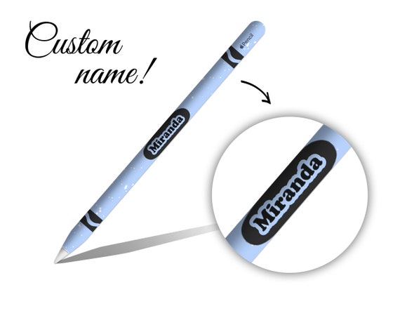 Light Blue Crayon Custom Name Pattern Apple Pencil 1st 2nd