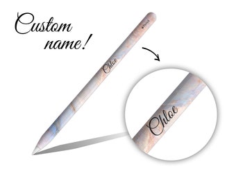 Custom Name Blue Marble Pattern Apple Pencil 1st 2nd Generation Vinyl Skin Name Apple Pen 1 Decal Initial Pink Personalized Apple Pen 2 Skin