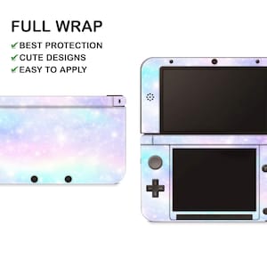 Light Violet Marble Pattern Nintendo 3DS XL Vinyl Skin Blue Sparkles Abstract Decal Nintendo New 3DS XL Sticker Pink Colorful Rainbow Decal