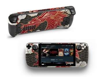 China Dragon Pattern Steam Deck Vinyl Skin Red Dragon Gaming Skin Steam Deck Console Sticker Videogames Steam Deck Controller Vinyl Decal