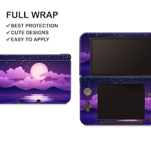 Deep Violet Moonlight Night Pattern Nintendo 3DS XL Vinyl Skin Cloudy Sky Decal Nintendo New 3DS XL Sticker Starlight Night Landscape Decal