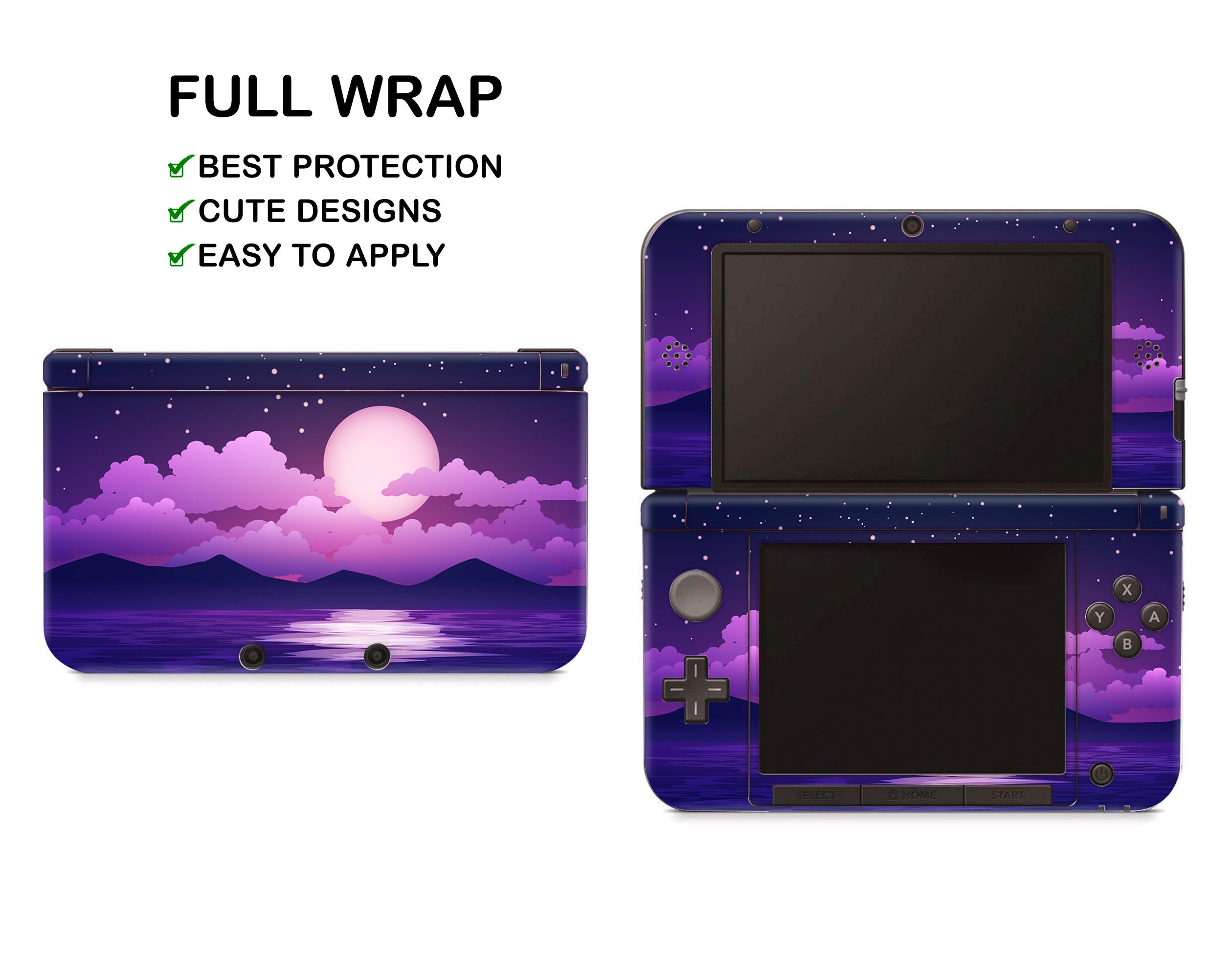 metalen Aanvankelijk overspringen Deep Violet Moonlight Night Pattern Nintendo 3DS XL Vinyl Skin - Etsy
