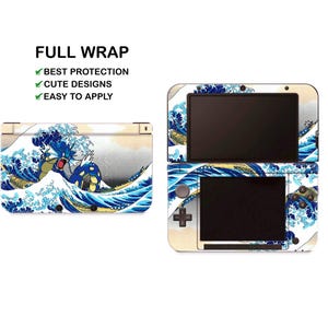 Cartoon Ocean Wave Pattern Nintendo 3DS XL Vinyl Skin Blue Clouds Sky Decal Nintendo New 3DS XL Sticker Deep Sea Boat At The Sea Decal