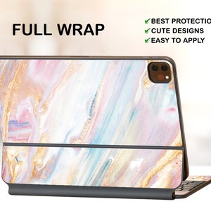 Rainbow Holographic Marble iPad 11&quot; Gen 1/2/3 Magic Keyboard Vinyl Skin Smart Keyboard iPad Pro 12.9&quot; Gen3/4/5 Decal iPad 2021 Keyboard Skin