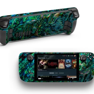 Green Abalone Shell Holographic Pattern Steam Deck Vinyl Skin Colorful Abstract Pearl Gaming Steam Deck Skin Videogames Steam Controller