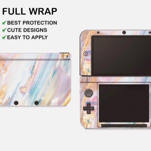 Sparkles Colorful Marble Pattern Nintendo 3DS XL Vinyl Skin Liquid Acrylic Abstract Nintendo New 3DS XL Sticker Pink Colorful Rainbow Decal