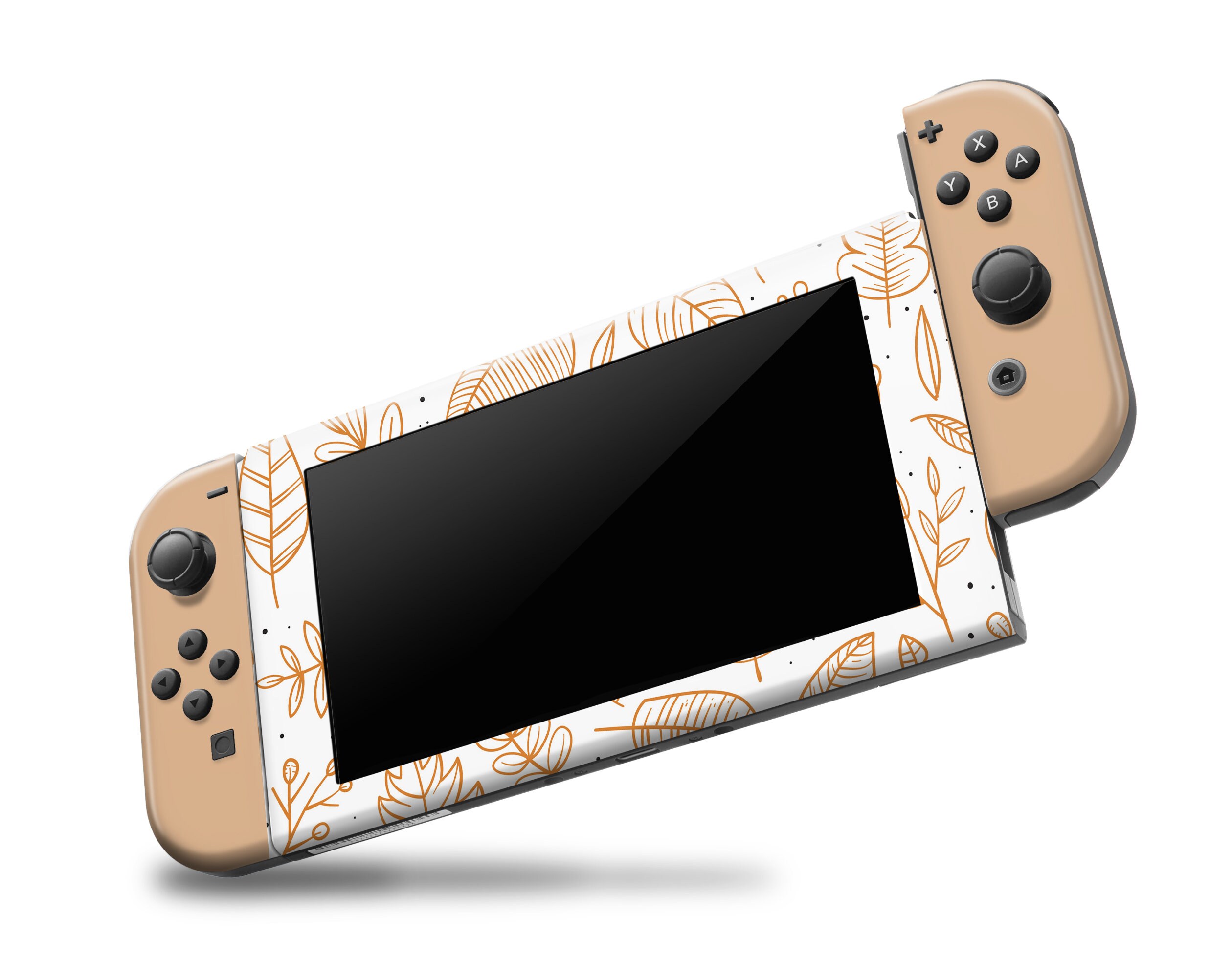 ベージュの花柄 Nintendo Switch ビニールステッカー ベージュの