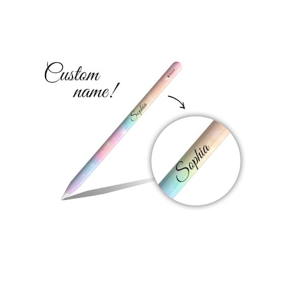 Apple Pencil USB-C Name Sparkle Rainbow Pattern Apple Pencil 1st 2nd Pro Generation Vinyl Skin Custom Name Apple Pen Pro