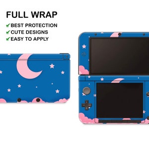Deep Blue Moonlight Night Pattern Nintendo 3DS XL Vinyl Skin Pink Cloudy Sky Decal Nintendo New 3DS XL Sticker Starlight Blue Night Decal