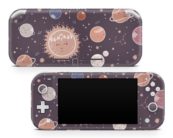 Violet Space Pattern Nintendo Switch Lite Vinyl Skin Cute Planets