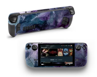 Violet Holographic Pattern Steam Deck Vinyl Skin Gemstones Marble Gaming Skin Steam Deck Console Sticker Videogames Steam Deck Controller