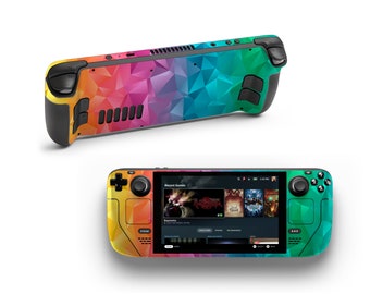 Colorful Low Poly Pattern Steam Deck Vinyl Skin Polygon Gaming Skin Steam Deck Console Sticker Videogames Steam Deck Controller Vinyl Decal
