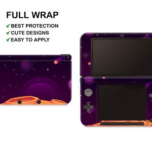 Deep Violet Space Pattern Nintendo 3DS XL Vinyl Skin Asteroid Rain Stars Sky Decal Nintendo New 3DS XL Sticker Space Planets Landscape Decal