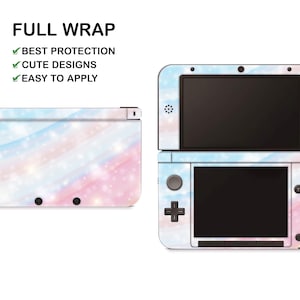 Light Violet Marble Pattern Nintendo 3DS XL Vinyl Skin Blue Sparkles Abstract Decal Nintendo New 3DS XL Sticker Pink Colorful Rainbow Stripe