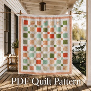 PDF Quilt Pattern | Window Wonders | Easy Beginner | Precut friendly | Baby to Queen Sizes with Country Charm